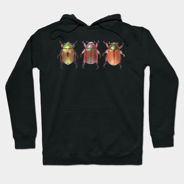3 Christmas Beetles Digital Painting Hoodie by gktb